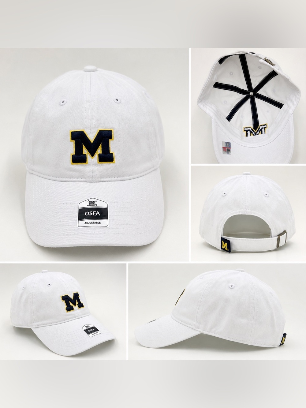 Michigan Wolverines White Adjustable Hat